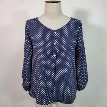 Feroux 네이비 도트 무늬 긴팔 블라우스 M