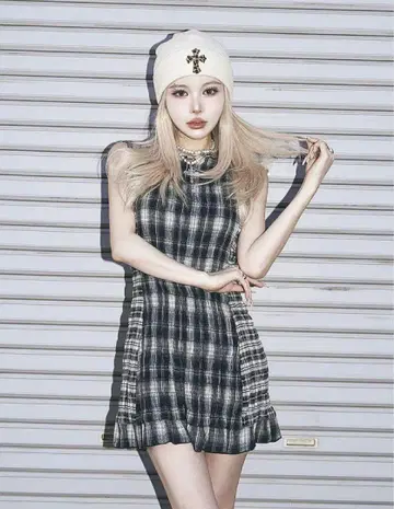 Darich 다리치 체크 콤비 미니 원피스 NVY 네이비