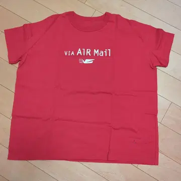 kaiseidou VIA AIR Mail 로고 티셔츠 WIDE 빨간색
