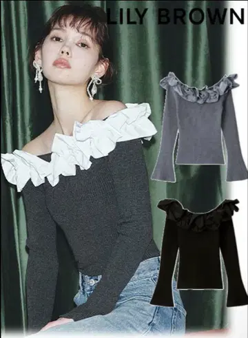 LILY BROWN 오프숄더 프릴 니트