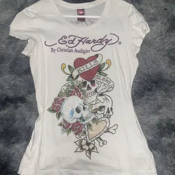 Ed Hardy 스컬과 장미 티셔츠