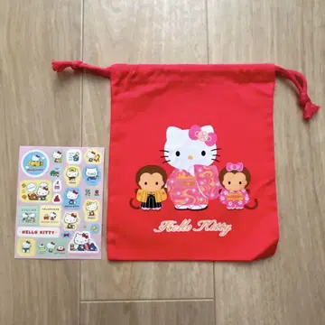 헬로키티 복조리 주머니 복조리 레트로 당시 물건 씰 포함 귀여운 레어
