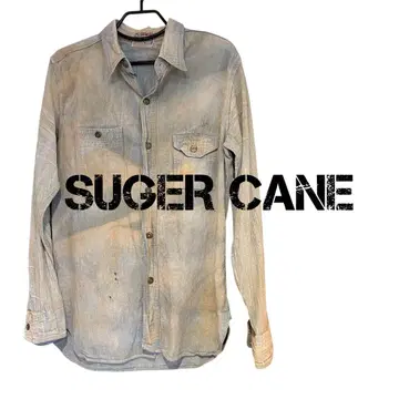 SUGAR CANE 데님 샴브레이 워크 셔츠 긴팔 블루 토요