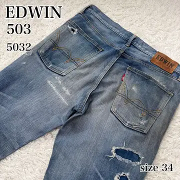 EDWIN 503 5032 레귤러 내로우 크러쉬 리페어 가공 W34