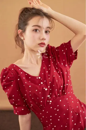 토코 클로젯 펄 장식 백 레이스업 하트 도트 원피스 완판
