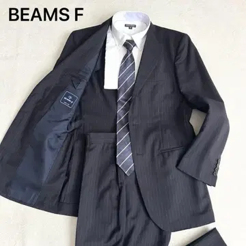 BEAMS F 스트라이프 썸머 울 수트 다크 네이비 93(M 상당)