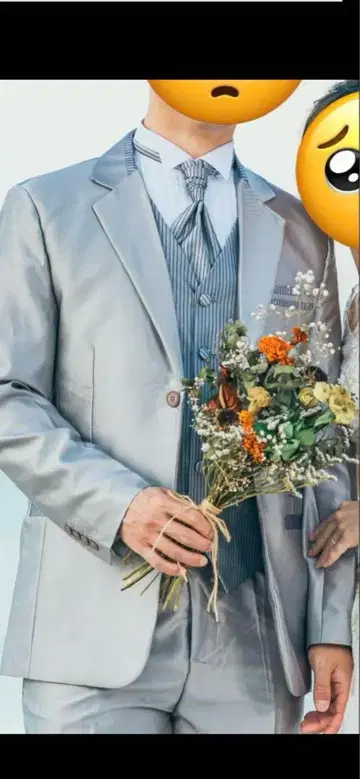 실버 턱시도 자켓 다수 잡화 세트 결혼식 사전 촬영 정장