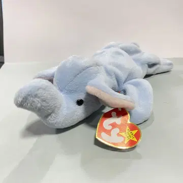 [택 포함] TY Beanie Babies 피넛 코끼리 봉제 인형 블루