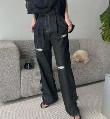 WILLFULLY 사이드 오간디 리본 데님 M 사이즈
