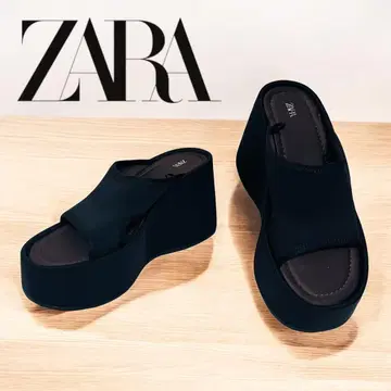 컨디션 최상 미사용급 자라 웨지솔 샌들 25년산 통굽 블랙