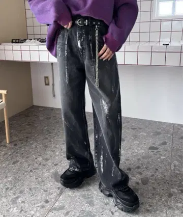 지나시스 하쿠 프린트 데님 팬츠