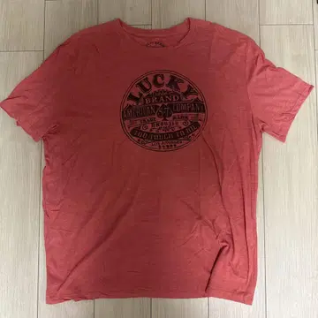 구제 의류 Lucky Brand 로고 프린트 티셔츠 레드