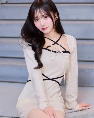 michell 마카롱 크로스 니트 원피스 세트 베이지
