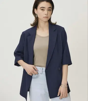 PLST 프리미엄 옥스 하프 슬리브 자켓