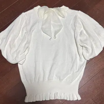LIZLISA 퍼프 슬리브 반팔 니트 리본