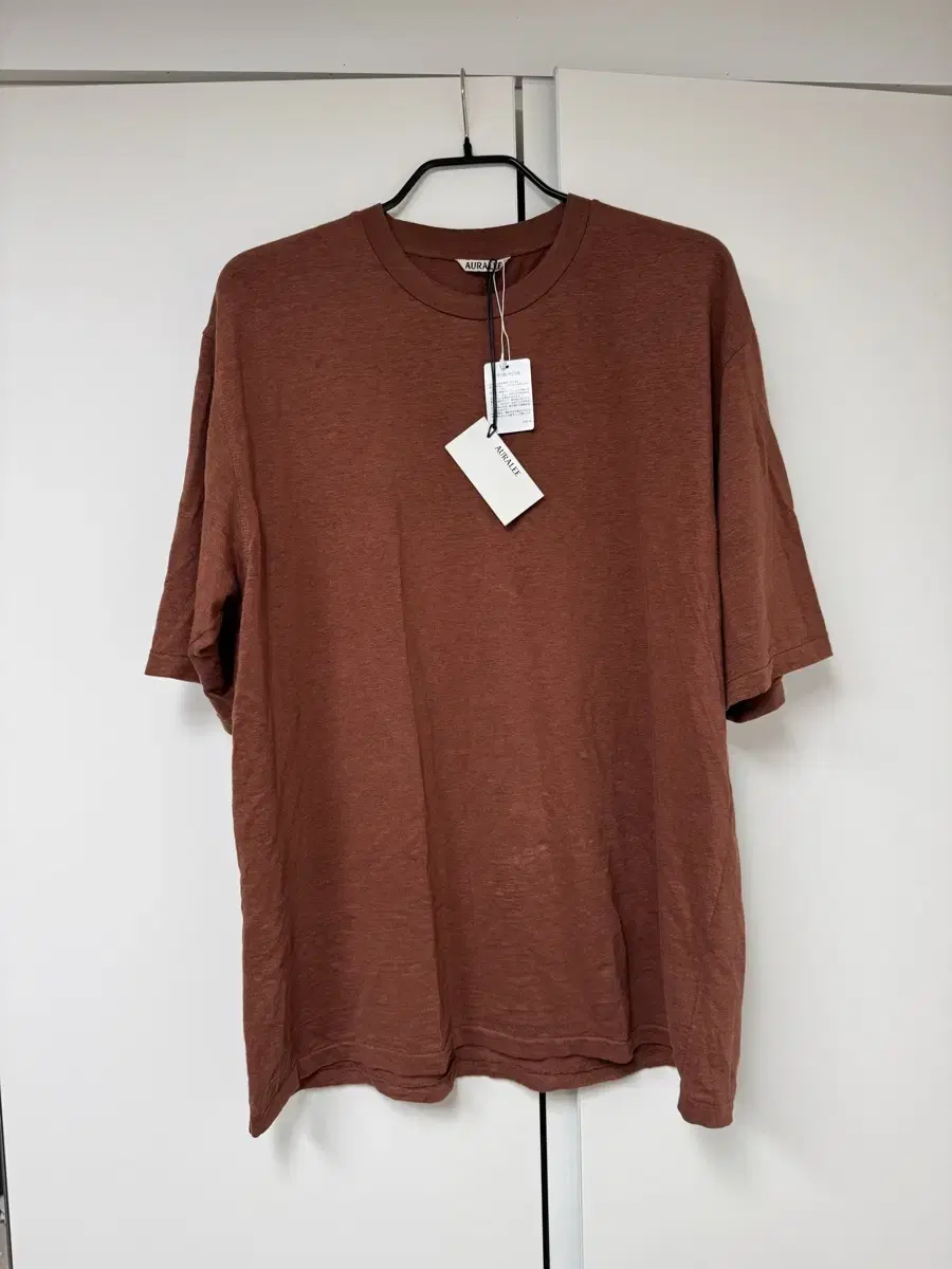 Auralee Stretch Linen Jersey Tee (Brown) - 5