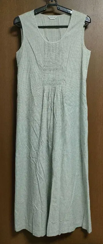 카네코 이사오 깅엄 체크 슬리브리스 롱 원피스