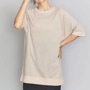 아메리카나 래글런 숏 슬리브 맨투맨 풀오버 베이지 면 린넨
