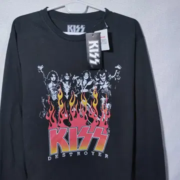 새상품 롱T L 키스 KISS 폴 스탠리 파이어 메탈 밴딩