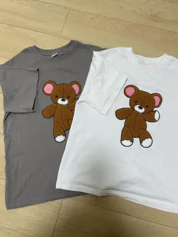 마이클 곰 자수 반팔 티셔츠 2장 세트