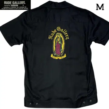 RUDE GALLERY 마리아 자수 볼링 셔츠 반팔 셔츠 블랙