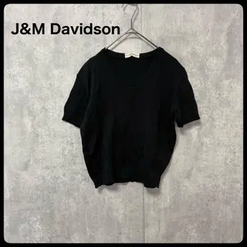 J&M Davidson 상의 반팔 니트 블랙 숏 기장