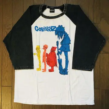 고릴라즈 GORILLAS L 래글런 밴딩 티셔츠 락 티셔츠