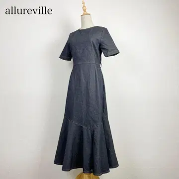 allureville 데님 절개 티어드 원피스
