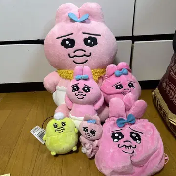 빤쮸토끼 봉제 인형 굿즈 세트 6개 핑크