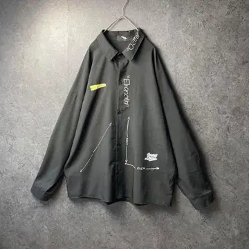 긴팔 셔츠 design shirt 블랙 영문 로고 모드 빈티지 구제 의류
