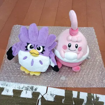 봉제 인형 세트 보라색 올빼미와 핑크 캐릭터