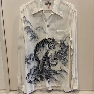 Aloha Hawaiian Shirt 호랑이 무늬 긴팔 셔츠