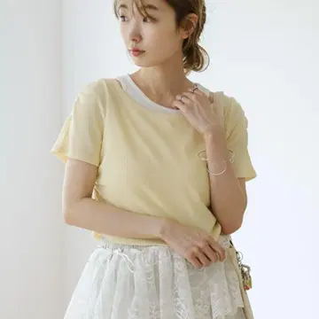 카스타네 신상 Kastane 리브 레이어드 TEE(아이보리) 거의 새상품