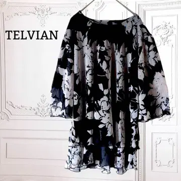 TELVIAN 블라우스/티셔츠 [M~L] 블랙 화이트 꽃무늬 넉넉한 핏
