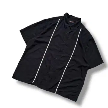해외 구제 의류 centro 라인 셔츠 모노톤 2XL 레이온 블랙