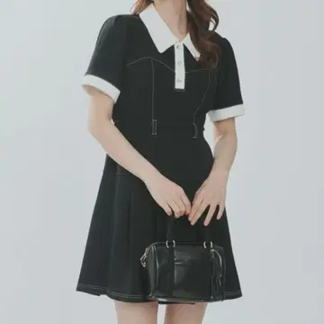 Lallana 레트로 클래식 폴로 원피스 블랙 S