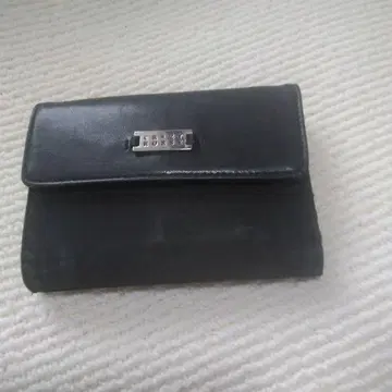 블랙 가죽 접이식 지갑
