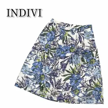 INDIVI 스커트 꽃무늬 플레어 성숙한 여성스러운 실루엣 플라워 36
