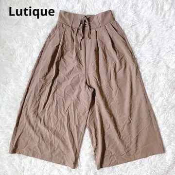 lutique 리본 턱 포켓 하이 웨스트 와이드 팬츠 [M]
