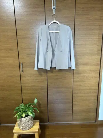 그레이 더블 버튼 테일러드 자켓 세트