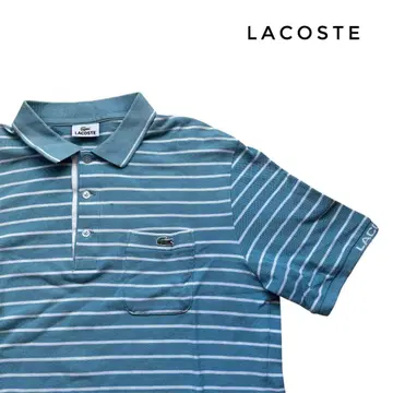 LACOSTE/라코스테 보더 무늬 피케 셔츠 원포인트 로고 빅 사이즈