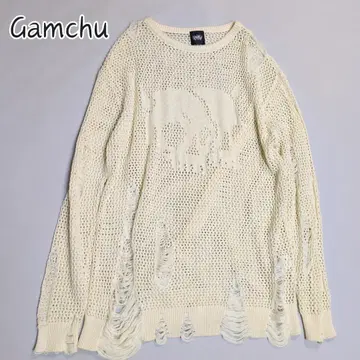 Gamchu 감추 2 머리 NEET 니트 가디건 스컬 데미지 가공