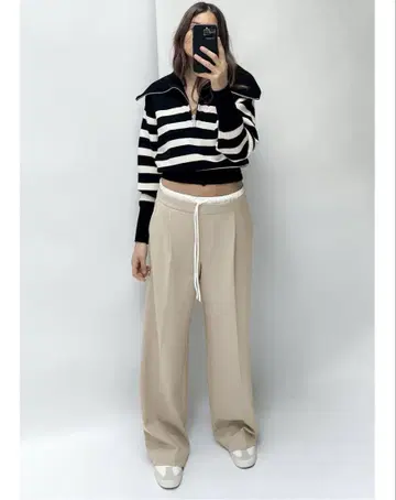 자라 더블 허리 밴딩 M