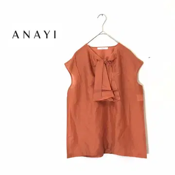 새상품급 ANAYI 슬리브리스 티셔츠 리본 옅은 오렌지