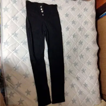 블랙 하이 웨스트 슬림 팬츠 SS