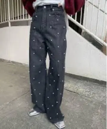 아메리 산재한 진주 데님