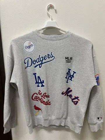 MLB 팀 로고 자수 맨투맨 그레이 남성용