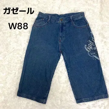 가젤 남성 데님 배기 팬츠 해골 윙 왕관 네이비 W88 L