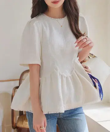 고베 레터스 페플럼 트위드 블라우스 [C7435]