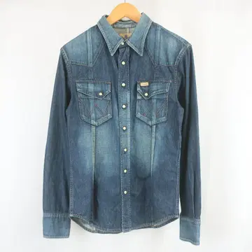 Wrangler 페인트 샴브레이 데님 웨스턴 셔츠 M 구제 의류